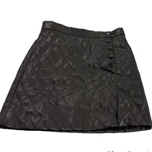 Buttoned Faux Leather Skirt